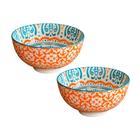 Jogo 2 Bowls Cerâmica Euforia Laranja e Azul 11,5x6cm 250ml - UNIK HOME