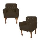 Jogo 2 Cadeira Poltrona Decorativa Com Botões De Strass Anitta Suede Marrom LM DECOR