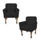 Jogo 2 Cadeira Poltrona Decorativa Para Consultório Anitta Suede Preto DL Decor - Doce Lar Decorações