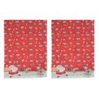 Jogo 2 Caminhos de Mesa de Natal 150x35cm Gobelim Papai Noel e Elfos