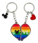 Jogo 2 Chaveiros Coração Arco-íris Love Mickey 5cm Disney