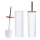 Jogo 2 escovas sanitaria em inox com suporte para limpar vaso privada sanitário e banheiro branco preto