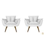 Jogo 2 Poltronas Decorativa Estofada Para Consultório Opala Suede Branco - DL Decor - Doce Lar Decorações