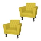 Jogo 2 Poltronas Decorativas Para Sala de Espera Classic Suede Amarelo - DL Decor - Doce Lar Decorações