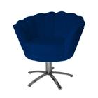 Jogo 2 Poltronas Para Sala Comercial Base Giratória de Metal Pétala Suede Azul Marinho - LM DECOR