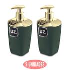 Jogo 2 Porta Sabão Liquido Slim Verde com Dourado Redondo UZ