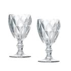 Jogo 2 Taças de Vidro Cor Transparente Diamante Clear p/ Água Vinho Class Home 240ml