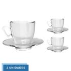 Jogo 2 Xícaras Café C/ Pires 220mL Transparente Mesa Posta