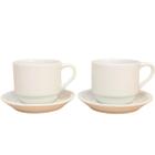 Jogo 2 xícaras de Café e Chá com pires - 200 ml Empilháveis - Porcelana branca - Antilope Decor Porcelanas