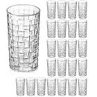 Jogo 24 Copos de Vidro Luxo Transparente 285ml Grosso Resistente Drinks Wicker