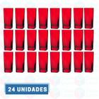 Jogo 24 Copos Vidro Bali Quadrado Luxo 320ml Vermelho