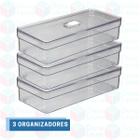 Jogo 3 Organizadores Ovos 3,6l Transparente com Tampa Grande