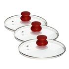 Jogo 3 Tampas Avulsas de Vidro 22 cm e 24 cm Panela Caçarola Frigideira - OkayShop