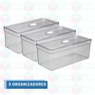 Jogo 3 Un Organizadores Porta Ovos Alto Retangular Com Tampa