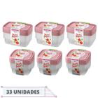 Jogo 33 Potes Rosa 785ml + 530ml Plástico Sanremo Marmitas