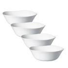 Jogo 4 Bowl de Vidro Opalino Branco Quadrado Tigela Molho Sobremesa 12cm Em Casa Tem