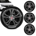 Jogo 4 Calota Argo Modelo Universal Fiat Aro 15 Grafite Bri
