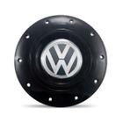 Jogo 4 Calota Centro Roda Ferro VW Amarok Aro 14 15 5 Furos Preta Brilhante