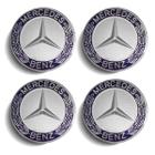 Jogo 4 Calota Centro Roda Mercedes Classe GLK 220 280 300 350 Emblema Azul