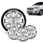 Jogo 4 Calota Ford Ka Sedan 2015 16 17 18 Aro 14 Prata Emblema Prata