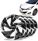 Jogo 4 Calota Nitro Aro 14 Black Silver Hyundai Hb20