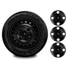 Jogo 4 Calotas Centro de Roda Ferro Fiat Siena Aro 13 14 15 Kit c/ 4 Unid 4x100 Preto