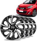 Jogo 4 Calotas Ds4 Aro 14 Black Silver Nissan March Versa