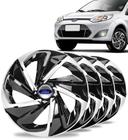 Jogo 4 Calotas Nitro Aro 14 Black / Silver Ford Fiesta Ka