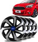 Jogo 4 Calotas Spider Aro 14 Preta Prata Ford Ka Fiesta Focus