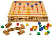 Jogo 4 Em 1 - Jogos De Tabuleiro Dominó Damas Trilha Ludo