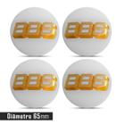 Jogo 4 Emblema Roda BBS Branco Com Dourado 65mm - GFM - EMBLEMAS