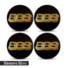 Jogo 4 Emblema Roda BBS Preto Com Dourado 55mm - GFM - EMBLEMAS