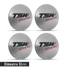 Jogo 4 Emblema Roda TSW 51mm.