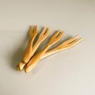 Jogo 4 garfos de petisco em bambu