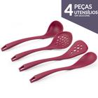 Jogo 4 Peças Para Cozinha Utensílio Silicone Púrpura Le Cook