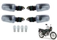 Jogo 4 Pisca Seta Lente Cristal + Lampadas Cg Titan Fan 125 150 Cbx 250 Twister Cb Xre 300