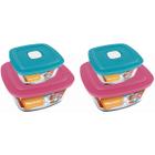 Jogo 4 Potes Quadrado Vidro Temperado 1L 2L Nadir Marinex