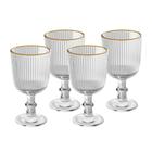 Jogo 4 taças 75ml de vidro para licor com fio de ouro Lines Wolff - 20640