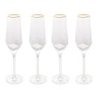 Jogo 4 Taças Cristal Champagne Espumante com Borda Dourada Luxo 300ml Wolff