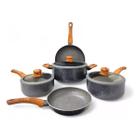 Jogo 5 Panelas Antiaderente Cerâmico Cozinha Indução Cooktop Fogão Caçarola Tampa de Vidro Frigideiras - Lehavi