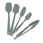 Jogo 5 Peças Espátulas Pegador De Silicone Utensílio Cozinha