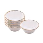 Jogo 6 Bowls Borda de Bambu Melamina Branco 15x6cm