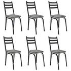 Jogo 6 Cadeiras Para Cozinha Preto Fosco - Assento Platina - 141 Tenda House