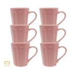 Jogo 6 Caneca Chá Café Rosa 250ml em Porcelana