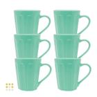 Jogo 6 Caneca Chá Café Verde 250ml em Porcelana