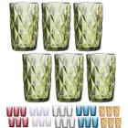 Jogo 6 Copo Drink Agua Suco Diamante 350ml Vidro Mesa Posta