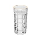 Jogo 6 Copos Altos 360ml Cristal Borda Dourada Square Lyor