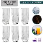 Jogo 6 copos de vidro vienna 340ml suco refrigerante agua