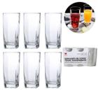 Jogo 6 Copos Quadrado Vidro 320ml Água Drinks Sucos Premium