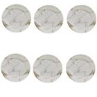 Jogo 6 Pratos Raso Refeição 25cm Melamina Decorada Marmore